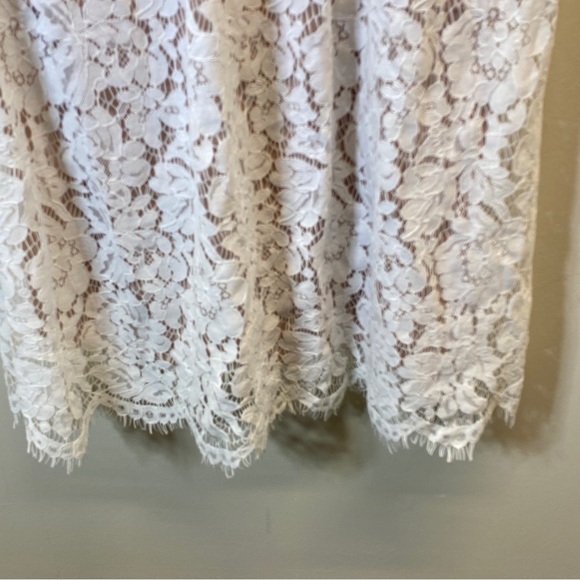 Lulus Love Swept Floral Lace Midi Skater Whiter Dress With Pockets Size S NWT - Picture 9 of 11